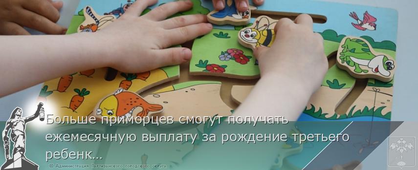 Больше приморцев смогут получать ежемесячную выплату за рождение третьего ребенка, сообщает www.primorsky.ru