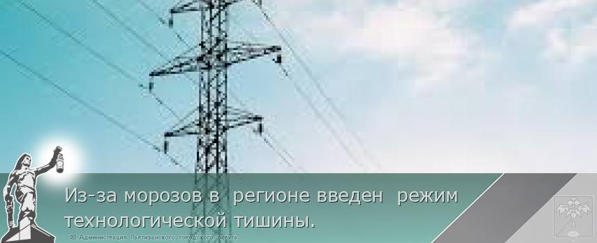 Из-за морозов в  регионе введен  режим технологической тишины.